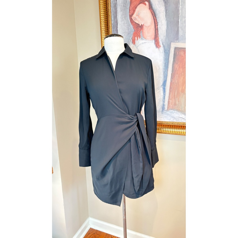 House of Harlow 1960 Black Long Sleeve Wrap Mini Dress XS